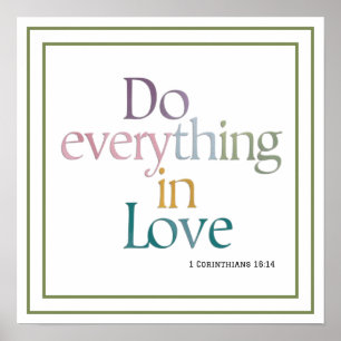 Poster Faire Tout Avec Amour Verset Biblique Typographie