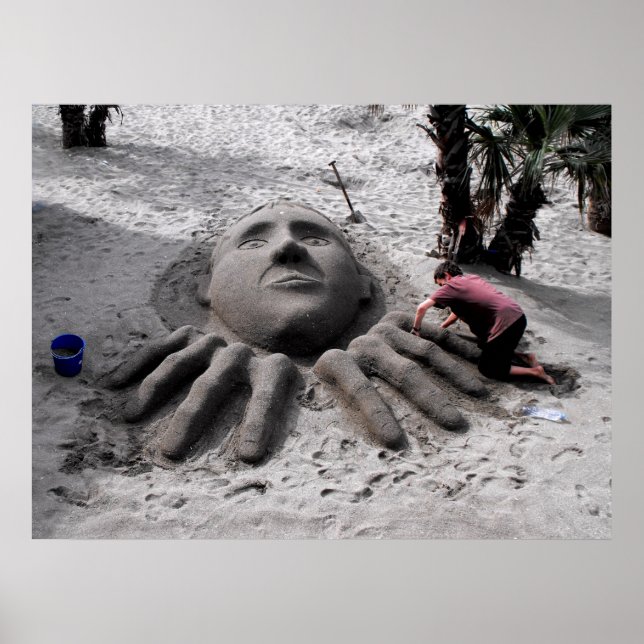 Poster Faire une sculpture de sable au printemps à Marbel (Devant)