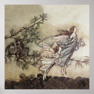 Poster "Fairies Tiff with the Birds" par Arthur Rackham