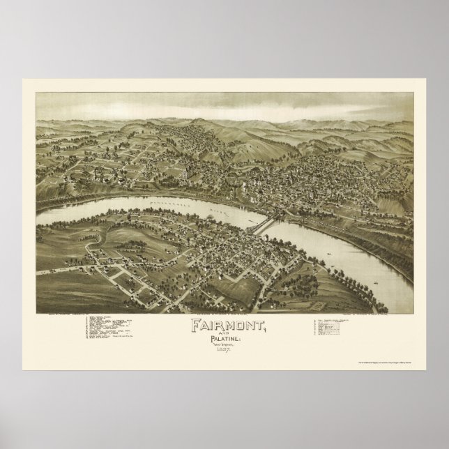 Poster Fairmont, WV Carte panoramique - 1897 (Devant)