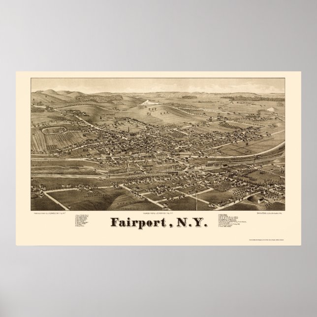 Poster Fairport, NY Carte panoramique - 1885 (Devant)