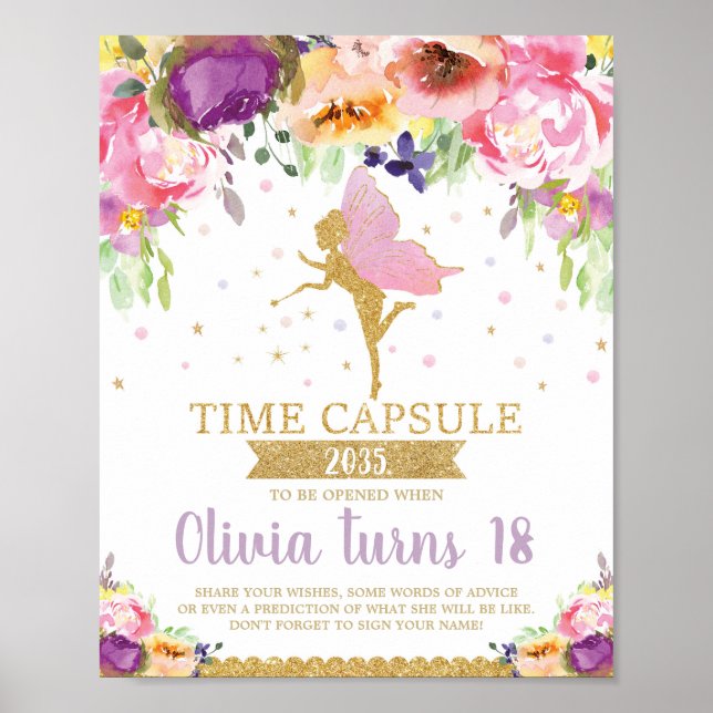 Poster Fairy 1er Anniversaire Heure Capsule Activité de j (Devant)