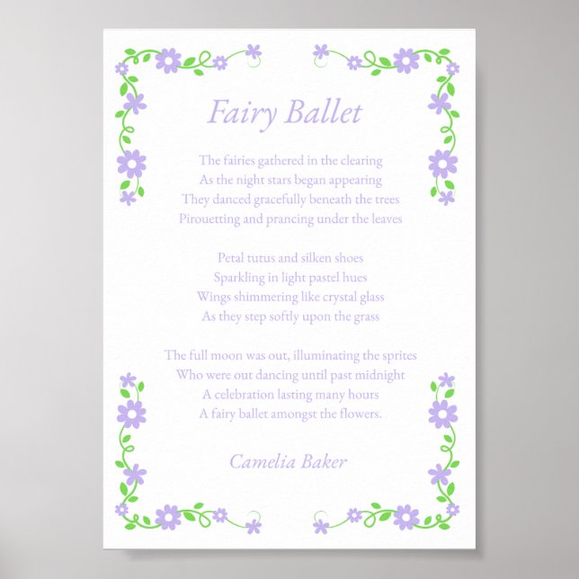 Poster Fairy Ballet Poem Print (Devant)