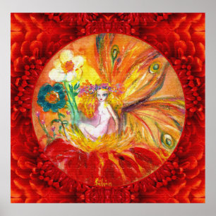 Poster FAIRY DES FLEURS, Imaginaire Jaune Rouge