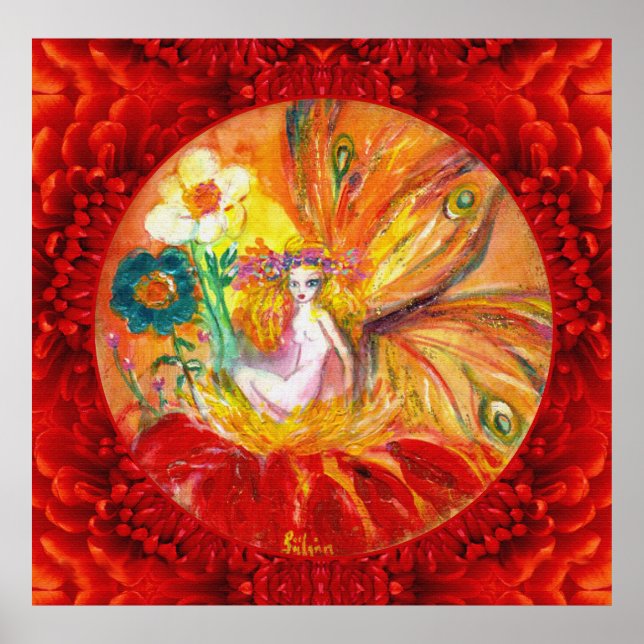 Poster FAIRY DES FLEURS, Imaginaire Jaune Rouge (Devant)