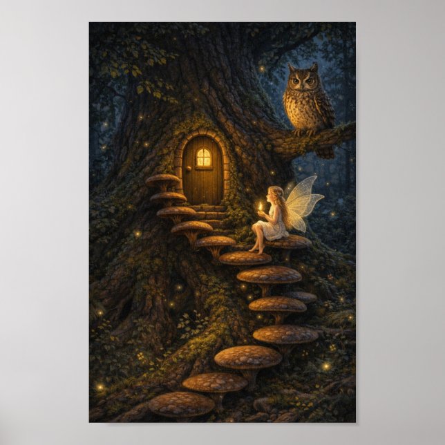 Poster Fairy on Mushroom Staircase-Enchanted Tree House  (Devant)