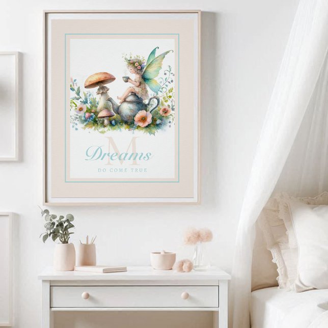 Poster Fairy Princess Champignons Jardin Thé Inspiration (enchanted garden fairy princess tea mushroom garden nursery kids decor personalized monogram inspire)