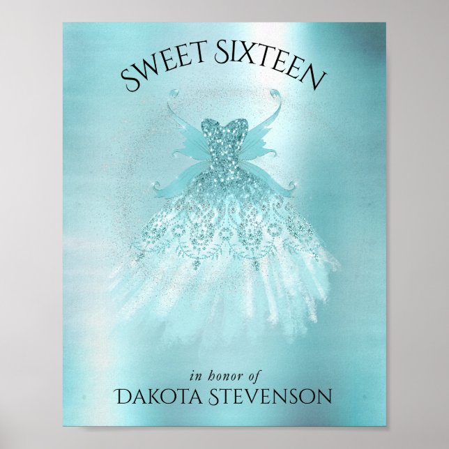 Poster Fairy Wing Mint Gown | Luxe Pearl Green Aqua Sheen (Devant)