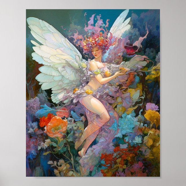 Poster Fairy Woman in Flowers Imaginaire Art (Devant)