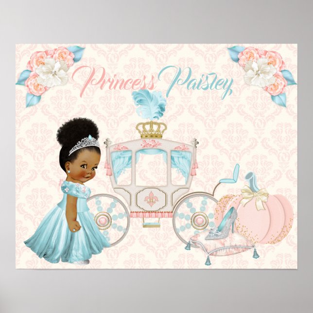 Poster Fairytale Carriage Princess Nursery personnalisée (Devant)
