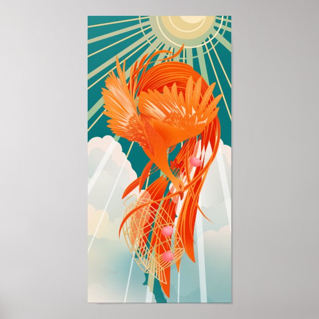 Poster Fairytale Firebird Golden Cage Illustration (Devant)