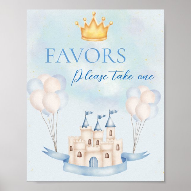 Poster FairyTale Prince Castle Crown Balloon Party (Devant)