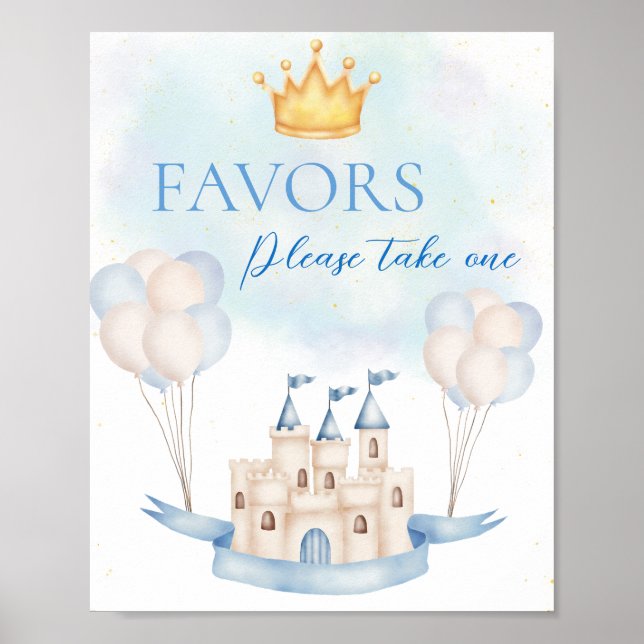 Poster FairyTale Prince Castle Crown Balloon Party (Devant)