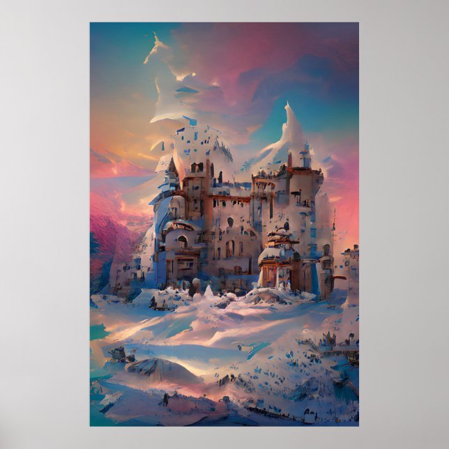 Poster Fairytale World, Château d'hiver, Château de neige (Devant)