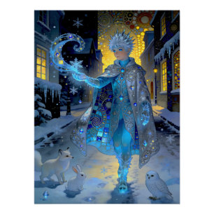 Poster Faiseur de givre d'une rue au clair de lune – Un p