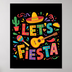 Poster Faisons la fête cinco de mayo chapeau mexicain par