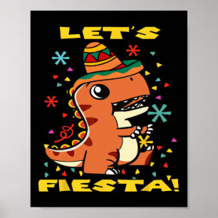 Poster Faisons la Fête Dinosaure Mexicain Cinco De Mayo T