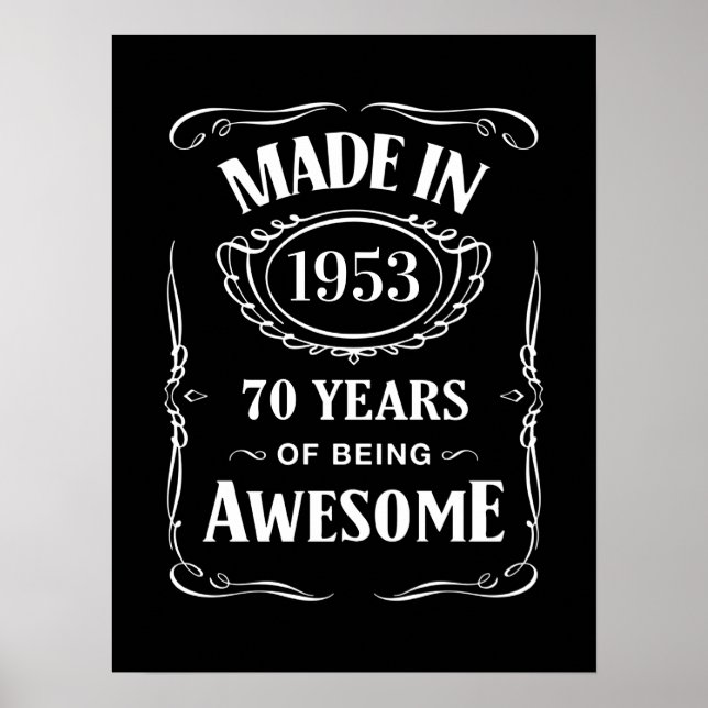 Poster Fait en 1953 70 ans d'être génial anniversaire 202 (Devant)
