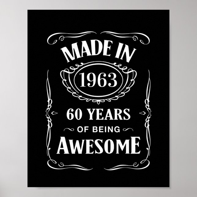 Poster Fait en 1963 60 ans d'être génial anniversaire 202 (Devant)