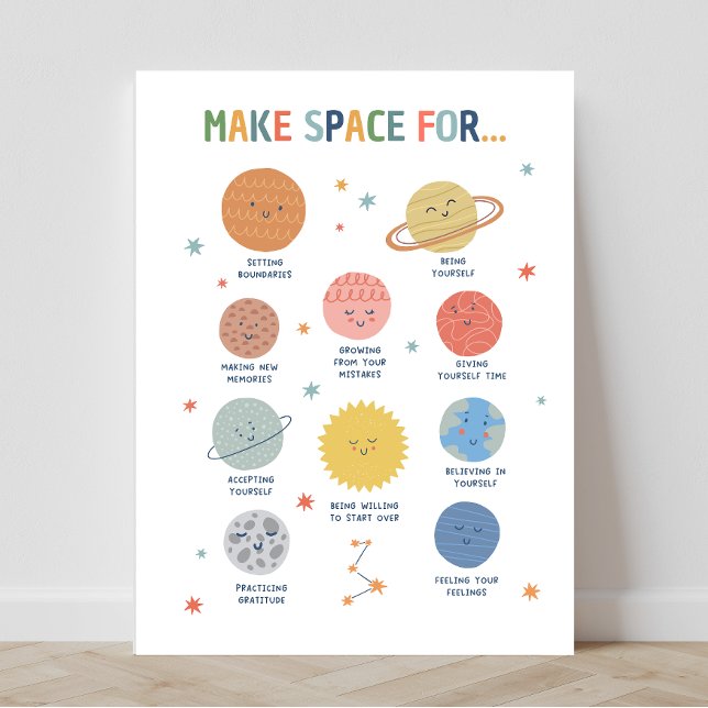 Poster Faites De L'Espace Pour L'Affiche En Classe 18X24 (Make Space For, Social Emotional Classroom, social emotional learning, classroom poster, educational)