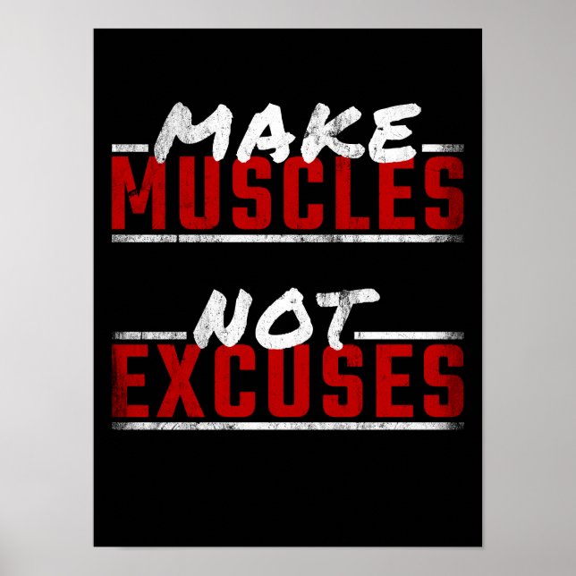 Poster Faites des muscles pas d'excuses Motivational Gym  (Devant)