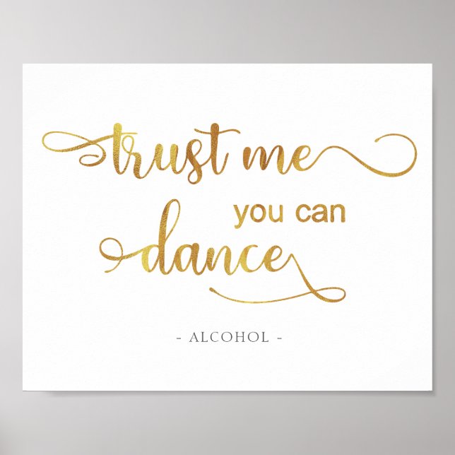 Poster "Faites-moi confiance tu peux danser" or blanc Mar (Devant)