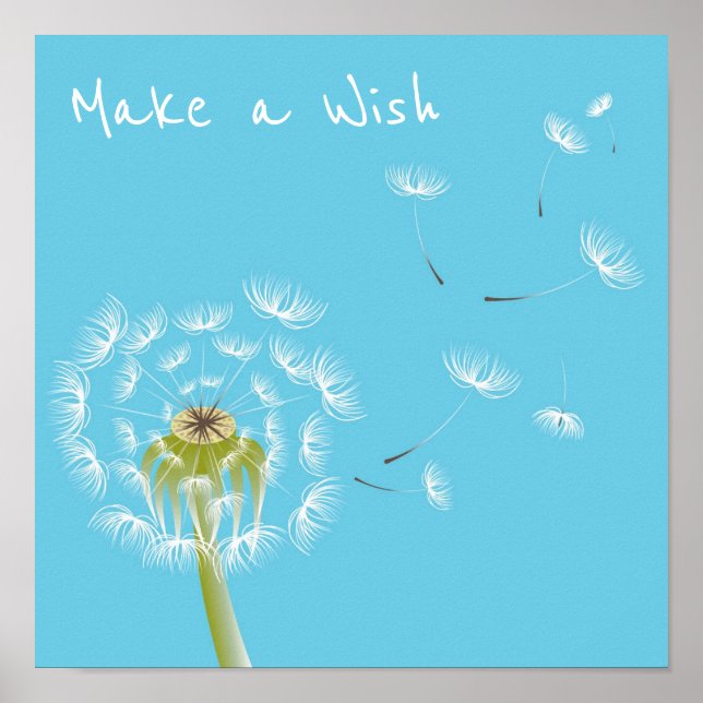 Poster Faites une citation de souhait Dandelion ciel bleu (Devant)