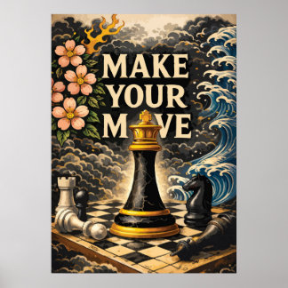 Poster Faites Votre Mouvement, Échiquier, Motivation de S