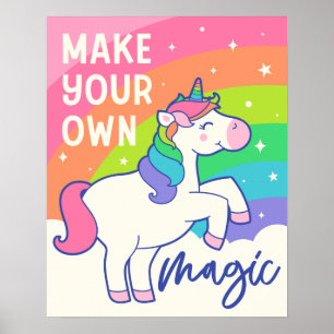 Poster Faites votre propre magie   Cute Unicorn