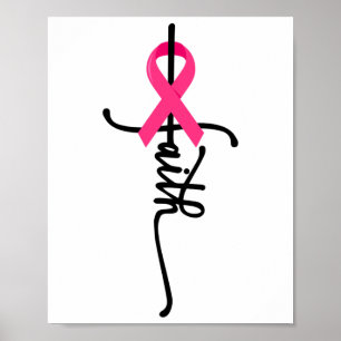 Poster Faith Cross Guerrier Survivant Pink Ribbon Breast 