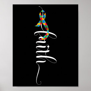 Poster Faith Cross Sensibilisation sur l'autisme Ruban Pu