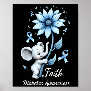 Poster Faith Cute Elephants Tournesol Diabète Sensibilisa