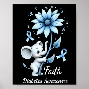 Poster Faith Cute Elephants Tournesol Diabète Sensibilisa