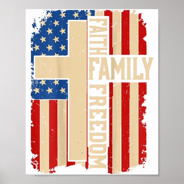 Poster Faith Family Dom Patriotic Christian On-back God C (Devant)