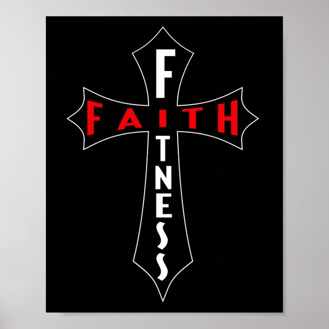 Poster Faith Fitness Cross Christian Workout Salle de gym (Devant)
