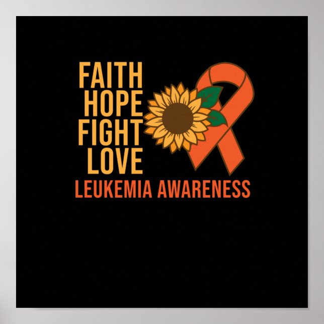 Poster Faith Hope Combattre l'amour Leucémie Sensibilisat (Devant)