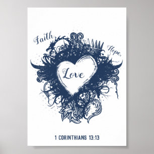 Poster Faith Hope Love 1 Corinthiens 13:13 Wall Art