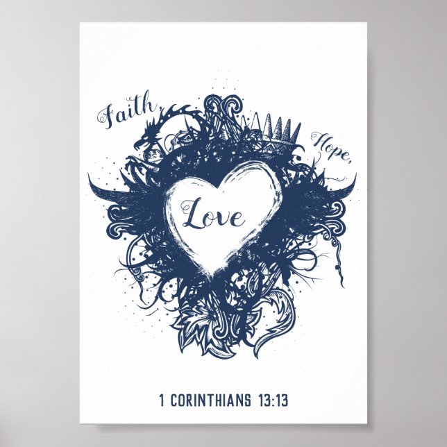 Poster Faith Hope Love 1 Corinthiens 13:13 Wall Art (Devant)