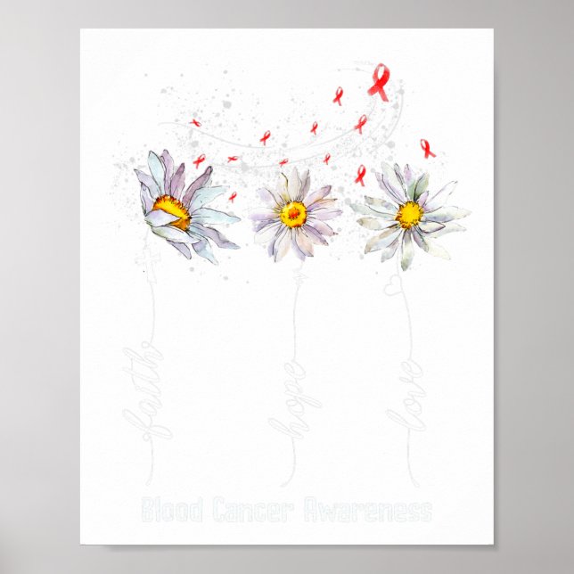 Poster Faith Hope Love Blood Cancer Awareness Flower Gif (Devant)