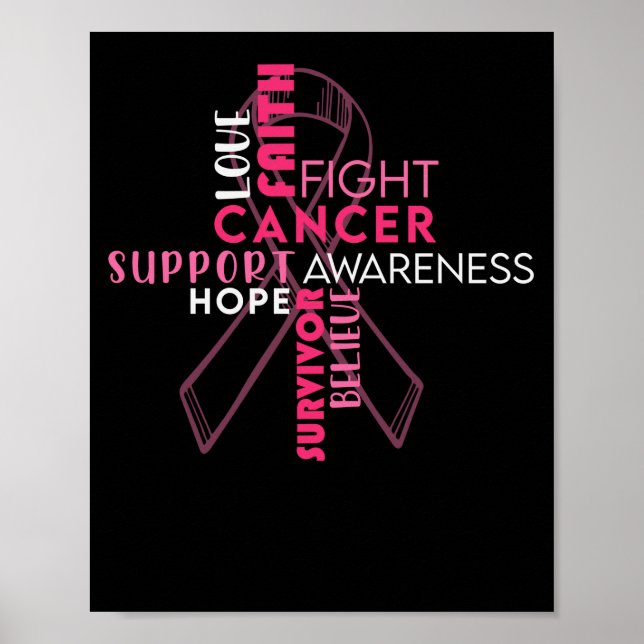 Poster Faith Hope Love Cancer du sein Sensibilisation (Devant)