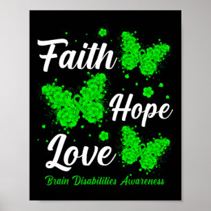 Poster Faith Hope Love Cerveau Handicap Sensibilisation B