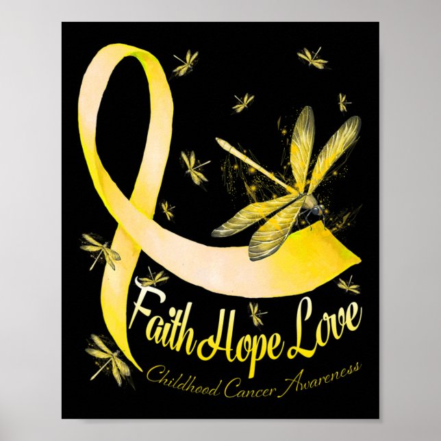 Poster Faith Hope Love Childhood Cancer Awareness Dragonf (Devant)