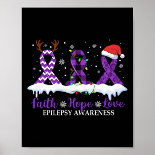 Poster Faith Hope Love Epilepsy Awareness Christmas Ribbo