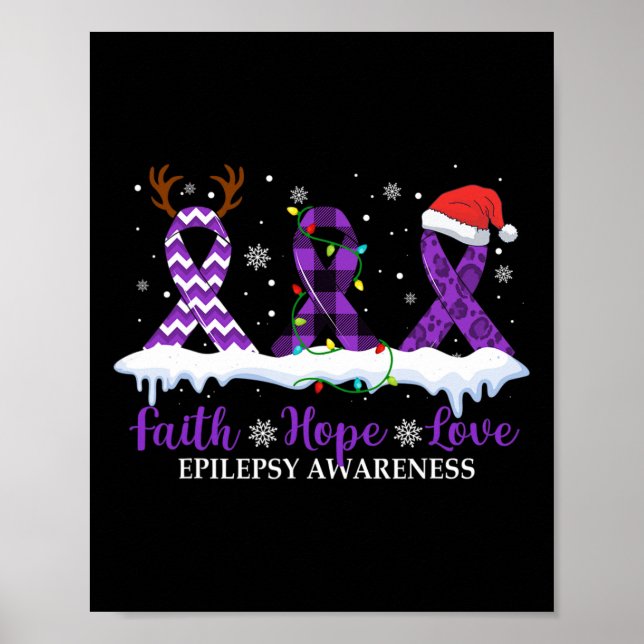 Poster Faith Hope Love Epilepsy Awareness Christmas Ribbo (Devant)