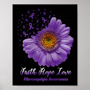 Poster Faith Hope Love Fibromyalgie Sensibilisation Flowe