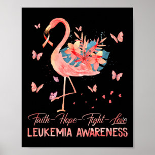 Poster Faith Hope Love Flamant rose rose Leucémie du sein