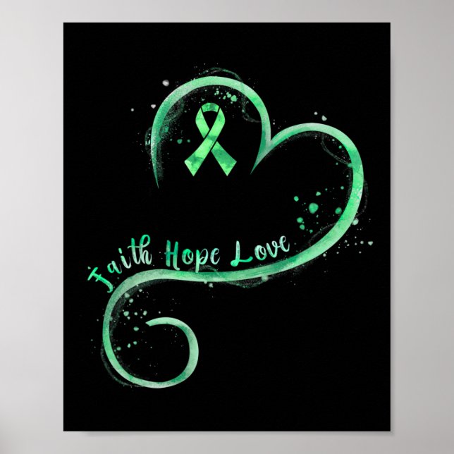 Poster Faith Hope Love Green Ribbon Mental Health Award (Devant)