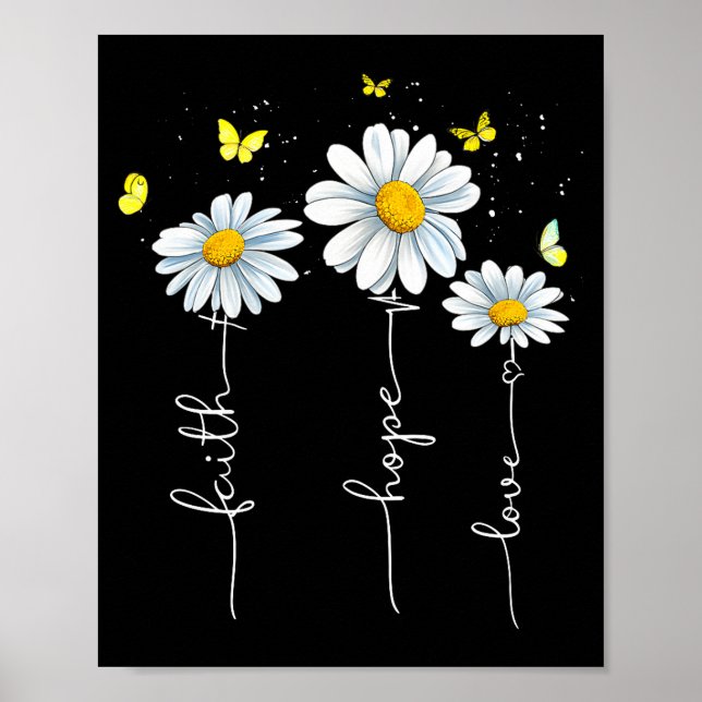 Poster Faith Hope Love Jesus Christian Cross God Faith Fl (Devant)