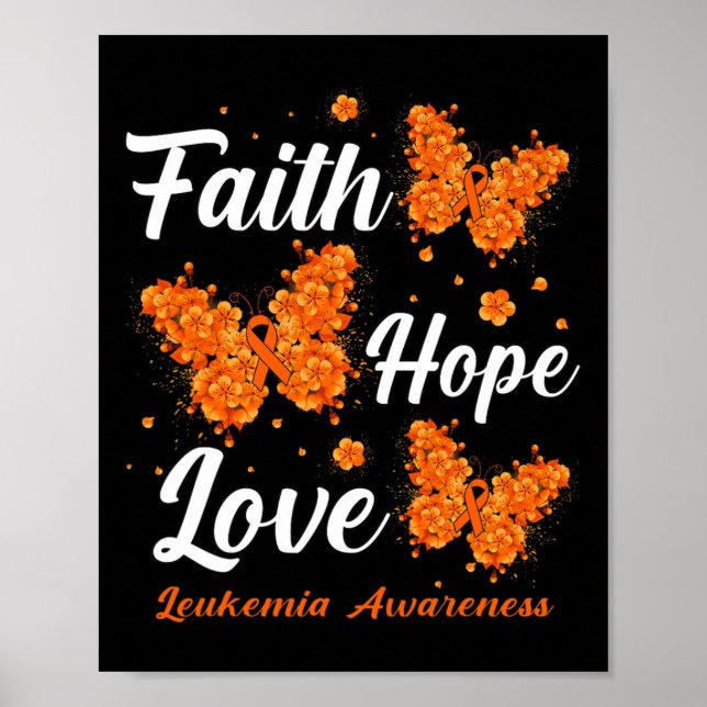Poster Faith Hope Love Leukemia Sensibilisation Papillon (Devant)