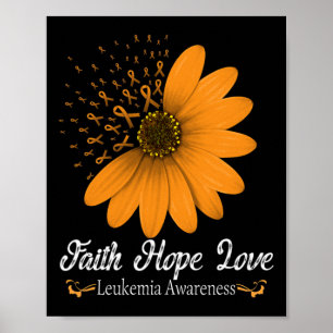 Poster Faith Hope Love Orange Ribbon Blood Cancer Support